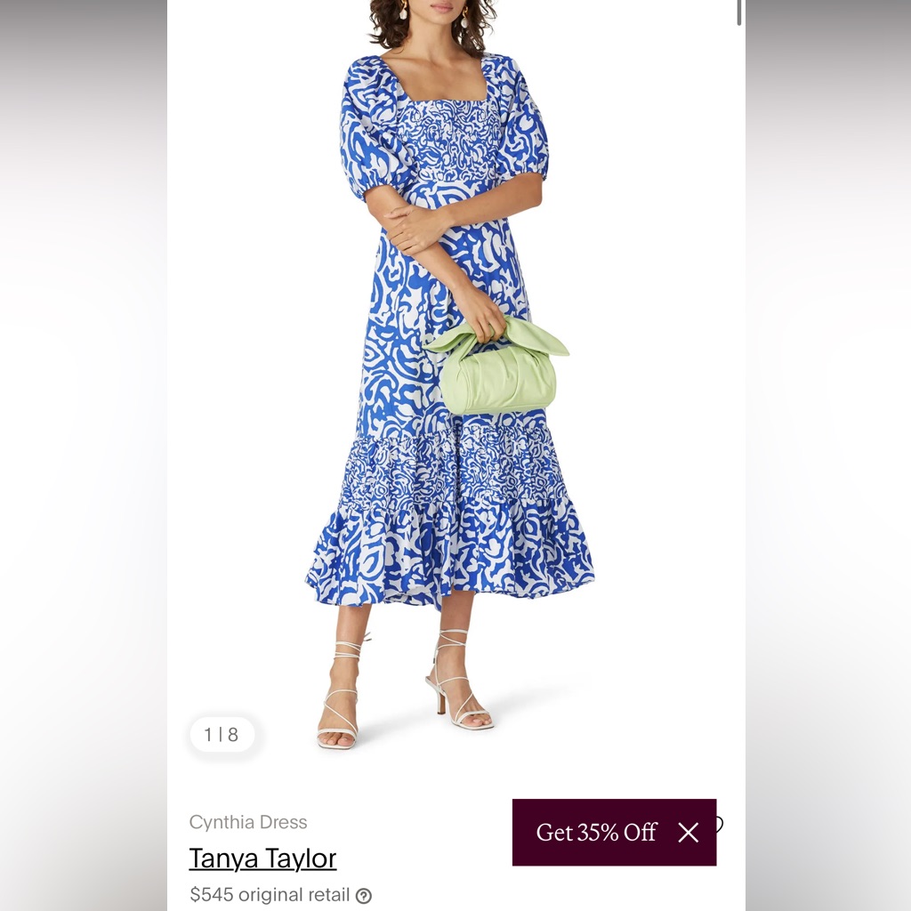 Tanya Taylor Blue And White Dress